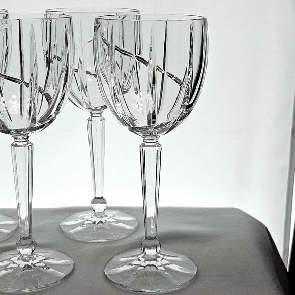 Mikasa Uptrend Wine Glasses 8.2in set-4 vertical spiral swirl cut crystal water - Picture 4 of 8